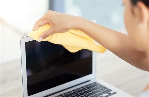 Premium Photo Woman Hands And Cleaning With Laptop For Dust Dirt Or