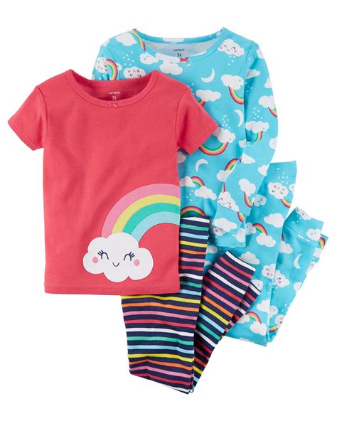 4 Piece Rainbow Snug Fit Cotton Pjs Carters Baby Girl