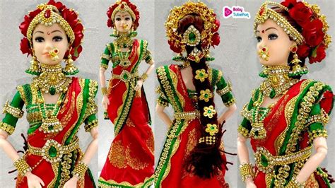 Barbie Doll Saree Making South Indian Bridal Doll Dress And Jewellery