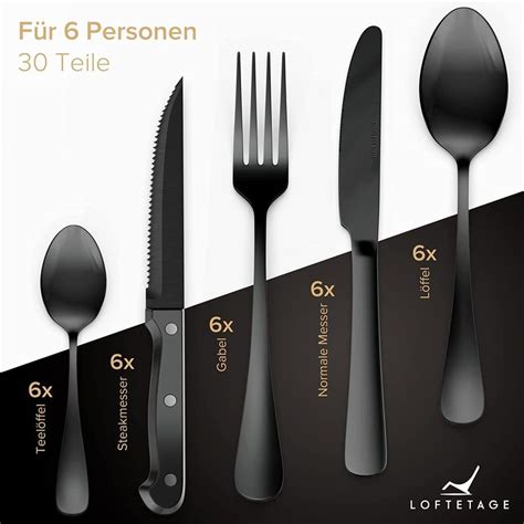 Neu Besteck Set Personen Teilig Schwarz Edelstahl Scharf Kaufen