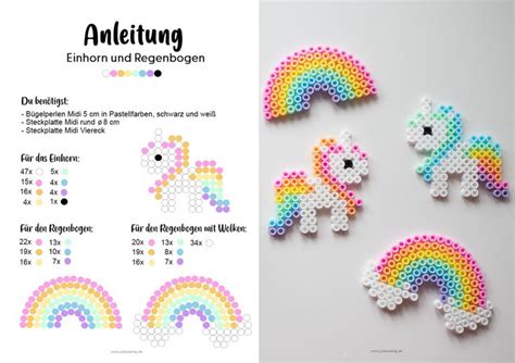 Diy B Gelperlen Mit Vorlage Einhorn Regenbogen In B Gelperlen