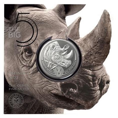2022 1 Oz 5 Rand South African Big Five Silver Rhino Coin In