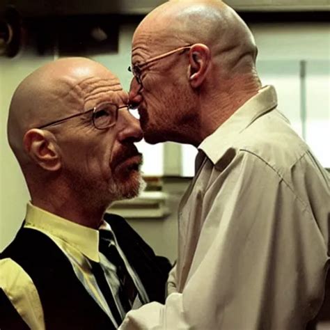 Walter White And Mike Ehrmantraut Kissing Stable Diffusion