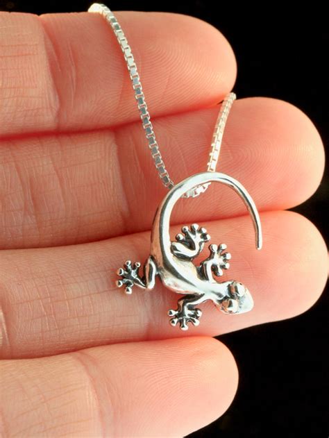 Gecko Necklace Gecko Jewelry Gecko Charm Lizard Necklace Etsy