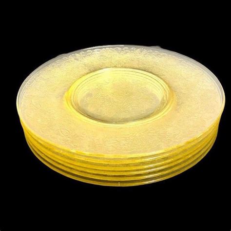 Antique Yellow Depression Glass Plates Etsy