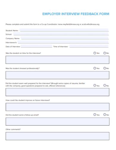 Free 20 Interview Feedback Form Samples In Pdf