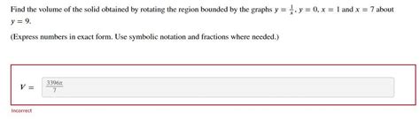 [solved] Find The Volume Of The Solid Obtained By Rotatin