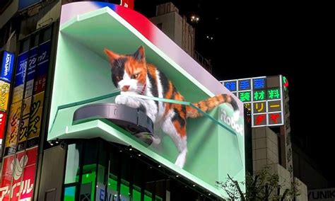 Tokyos Giant 3d Billboard Cat Is Joined By A Huge Roomba Video