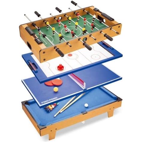 JEOBEST Table De Jeu 4 En 1 Baby Foot Billard Tennis De Table