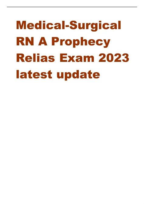 Medical Surgical Rn A Prophecy Relias Exam Latest Update Medical