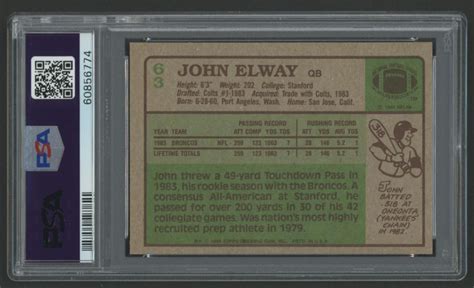 John Elway Topps Rc Psa Pristine Auction