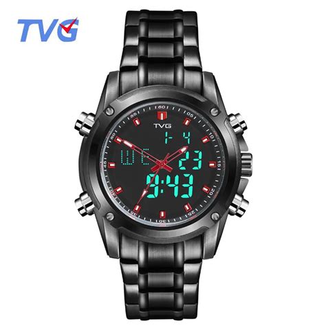 Tvg Men Sports Watches Men S Quartz Dual Display Military Waterproof