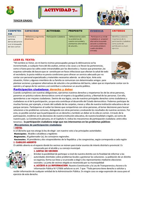 Actividad 7 Suuuuur TERCER GRADO COMPETEN CIA CAPACIDAD ACTIVIDAD