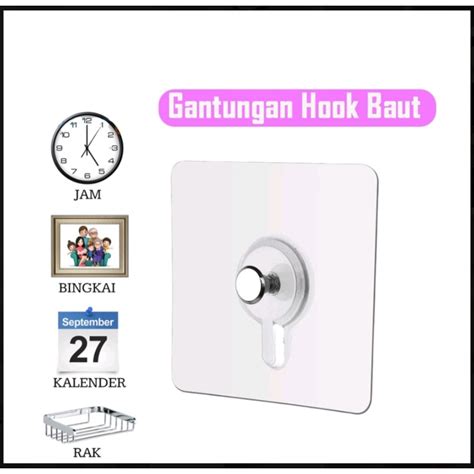 Jual Tempelan Gantungan Dinding Hook Baut Paku Socket Perekat Tempel