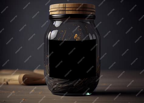 premium ai image transparent glass empty jar   dark background