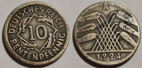 Germany Njemačka 10 reichspfennig 1924 Mintmark A Berlin