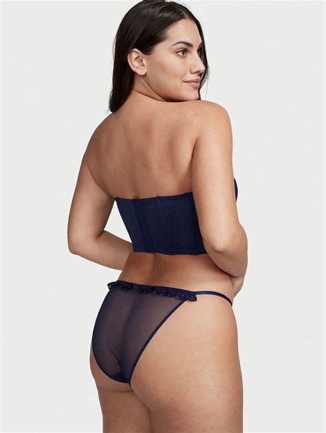 Kuşgözü Detaylı Askılı Bikini Külot Mavi Victoria s Secret