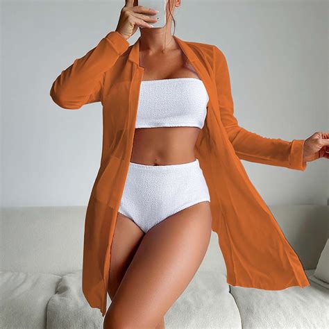 EQWLJWE Plus Size Swimsuits For Curvy Women S Solid Color Bandeau Triangle Bikini Bathing Suit
