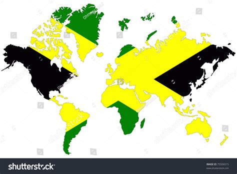 World Map Background With Jamaica Flag. Stock Photo 75506515 : Shutterstock