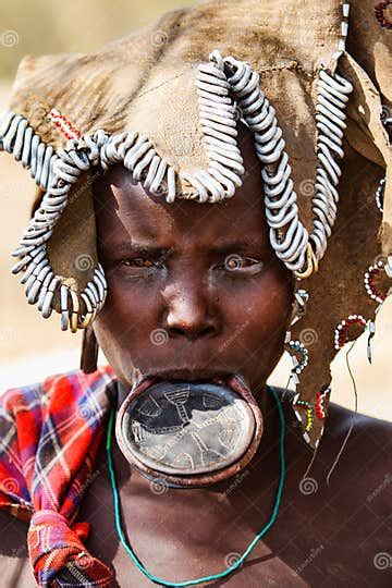 Portrait Of A Mursi Woman In Ethiopia Editorial Stock Image Image Of