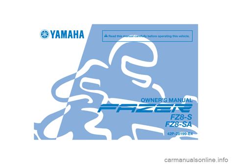 Yamaha Fz8 S 2011 Owners Manual 110 Pages
