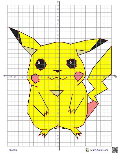 a drawing of a pikachu on graph paper with the coordinate lines in ...