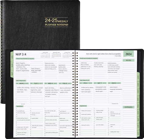 Planner Pad 7 Hole Loose Leaf 3 Tier Funnel Down 12 Month Organizer July 2024