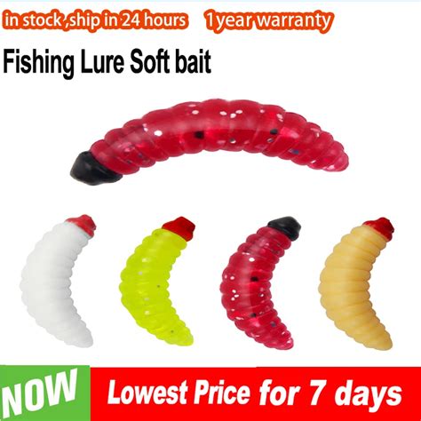 Maggot Grub Soft Bait Fishing Maggot Soft Lure Baits Smell 50pcs