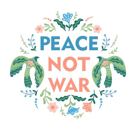 Premium Vector Anti War Illustration Dove Of Peace And Flowers Vector