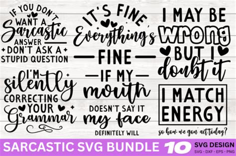 Sarcastic Svg Sarcasm Svg Bundle Graphic By The Queen · Creative Fabrica