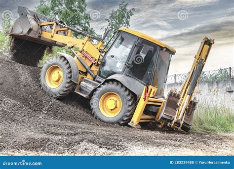 Powerful Wheel Forklift With Telescopic Mast On A White Isolated