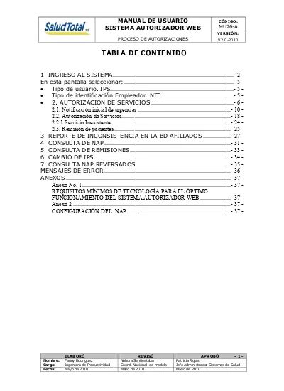 Manual De Usuario Sistema Autorizador Web Proceso De Autorizaciones