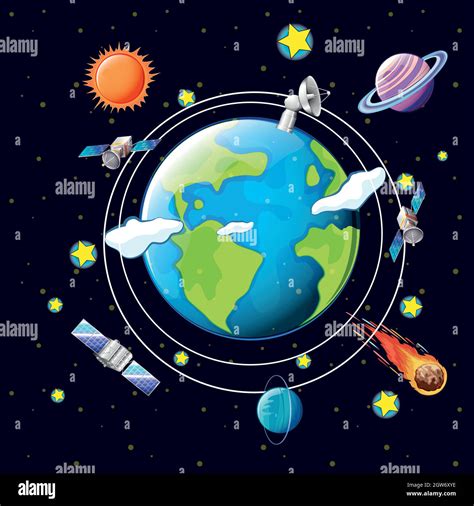Satellites Around Earth Stock Vector Images Alamy