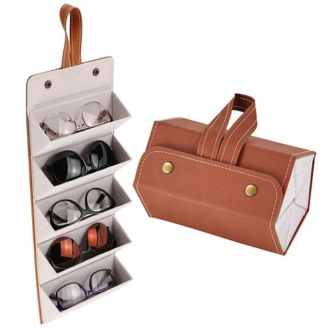 5 Slot Eyeglass Holder Sunglass Travel Case For Multiple Pairs Foldable Sunglasses Organizers