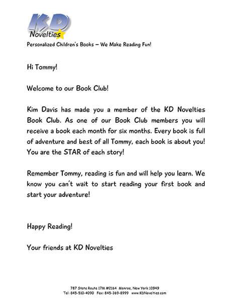 Personalized Childrens Book Club By Kd Novelties