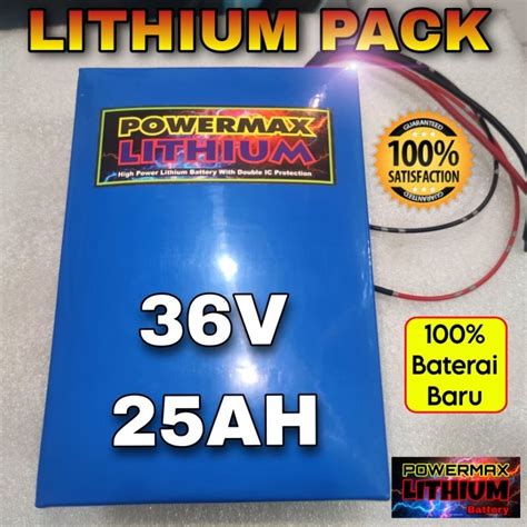 Jual Baterai LITHIUM 36V 25Ah POWERMAX Kapasitas Real Aki Litium 36