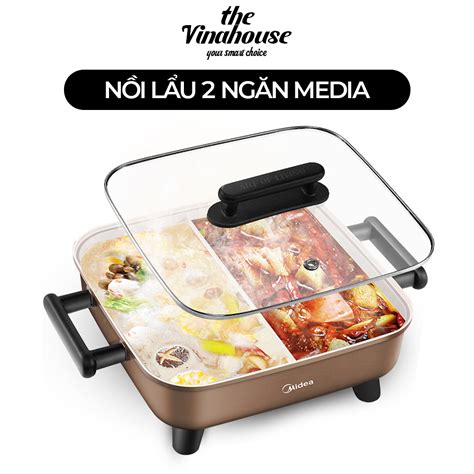 Multi Purpose 2 Compartment Electric Hot Pot With Capacity Of 6 Liters MEDIA Non Stick Grilled