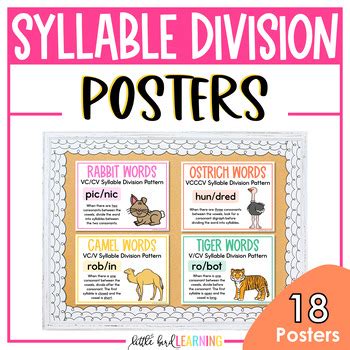 Syllable Division Patterns Posters Orton Gillingham PRINT DIGITAL