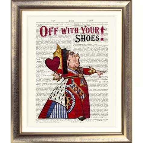 Alice In Wonderland Queen Of Hearts Print On Antique Dictionary Book