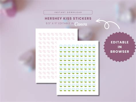 Printable Hershey Kiss Sticker Hershey Kiss Labels Kiss Sticker Blank