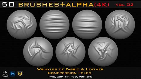 50 ZBrush Brush Alpha 4K FlippedNormals