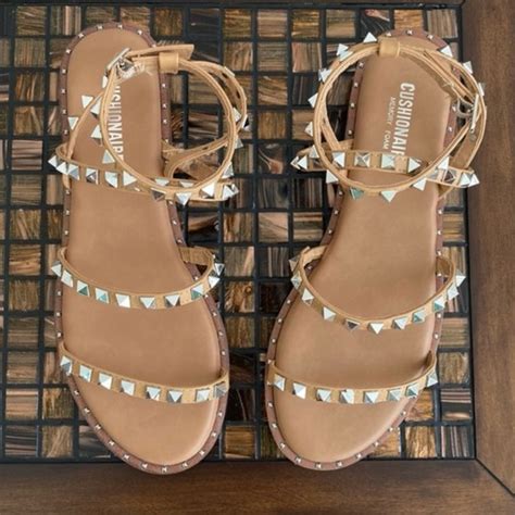 Cushionaire Shoes Cushionaire Talia Nude Studded Sandals Poshmark