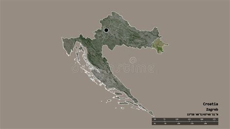 Location Of Vukovarsko Srijemska County Of Croatia Satellite Stock