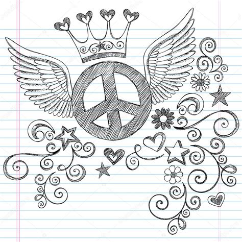 Peace Sign With Wings Sketchy Doodles Vector — Stock Vector © Blue67 8653718