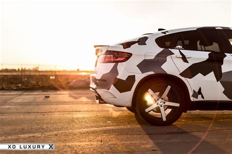 BMW X6 M with Black and White Camo Wrap on XO Luxury Rims — CARiD.com ...