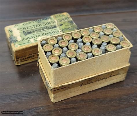 Collectible Ammo Partial Box 49 Rounds Of Winchester Repeating Arms Co 22 Winchester Single