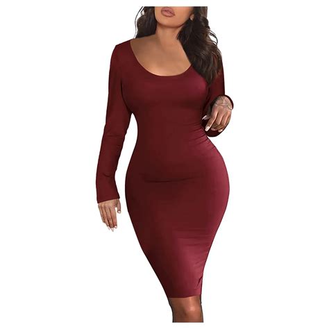 Solid Sexy Mini Dresses Tight Tank Dress Long Sleeve Basic Midi Club Dresses Fall Clothes For