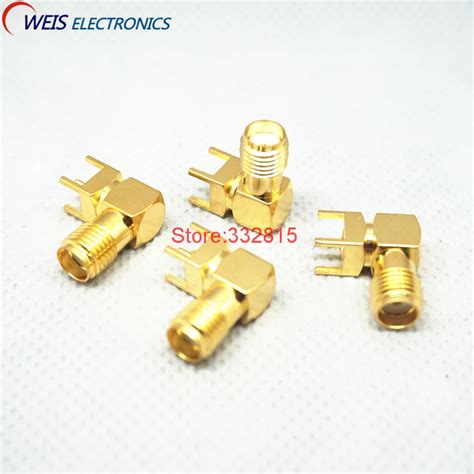 10PCS SMA Female Thru Hole Plug Right Angle 90 DEGREE SMA KWE PCB