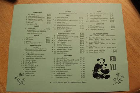 Menu at Szechwan Express restaurant, Taylorsville