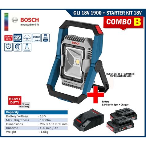 BOSCH Cordless Jobsite Light GLI 18V 1900 Professional GLI18V 1900